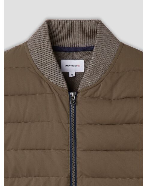 Cardigan zippé bi-matière tabac