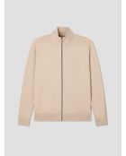Cardigan zippé en jersey beige clair