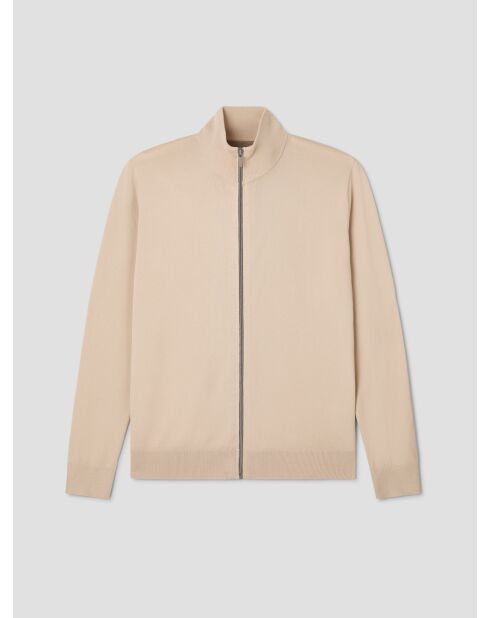 Cardigan zippé en jersey beige clair