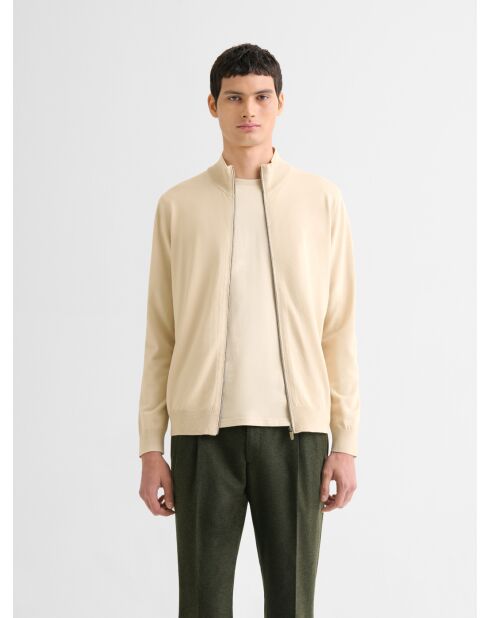 Cardigan zippé en jersey beige clair
