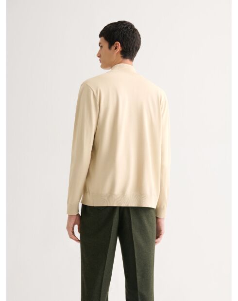 Cardigan zippé en jersey beige clair