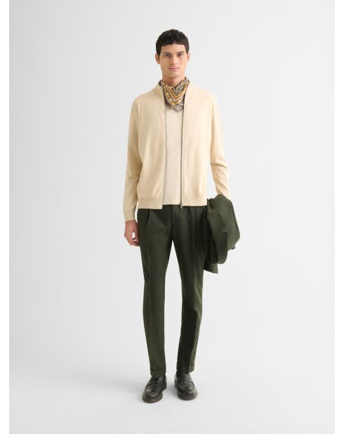 Cardigan zippé en jersey beige clair
