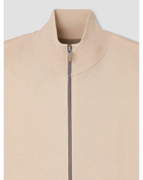 Cardigan zippé en jersey beige clair