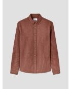Chemise slim en coton à carreaux vermillon