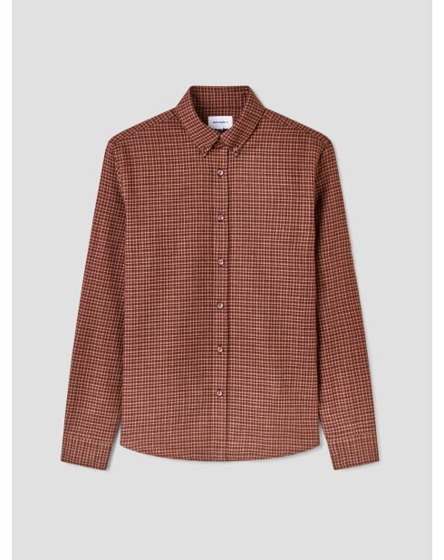 Chemise slim en coton à carreaux vermillon
