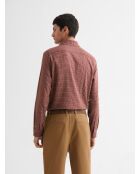 Chemise slim en coton à carreaux vermillon