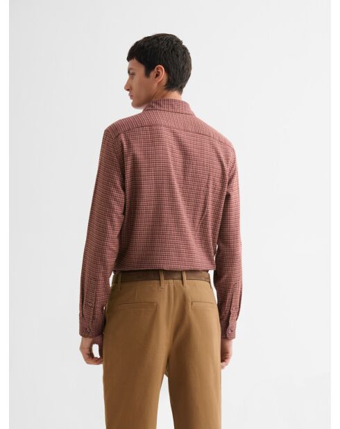 Chemise slim en coton à carreaux vermillon