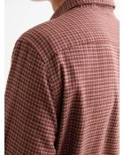 Chemise slim en coton à carreaux vermillon
