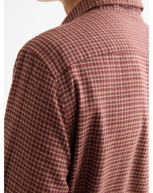 Chemise slim en coton à carreaux vermillon