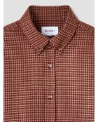 Chemise slim en coton à carreaux vermillon