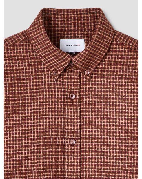 Chemise slim en coton à carreaux vermillon