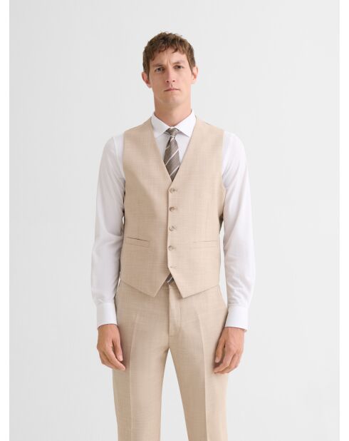 Gilet de costume stretch beige clair