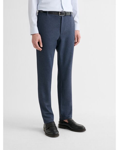 Chino slim stretch taille élastiquée bleu nuit