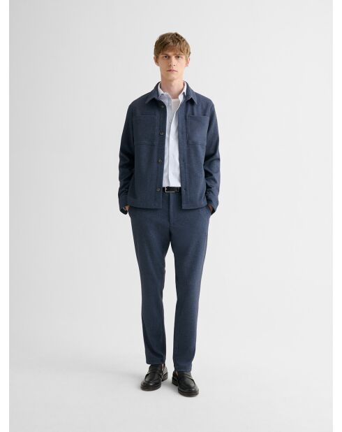 Chino slim stretch taille élastiquée bleu nuit