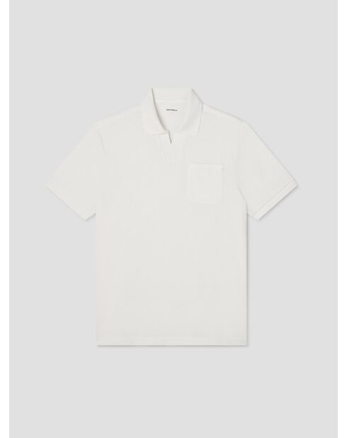 Polo col ouvert touché crêpe blanc neige