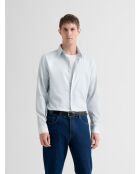 Slank katoenen shirt met blauwgrijs patroon 2