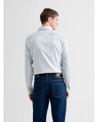Slank katoenen shirt met blauwgrijs patroon 2