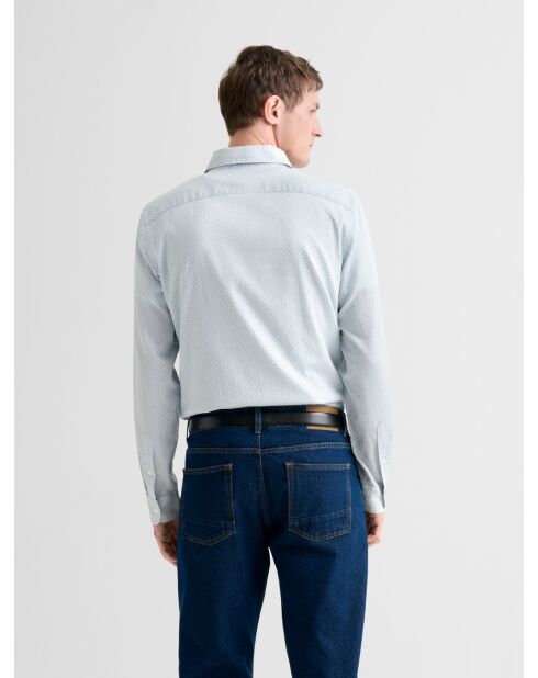 Slank katoenen shirt met blauwgrijs patroon 2