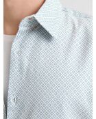 Slank katoenen shirt met blauwgrijs patroon 2