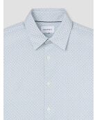 Slank katoenen shirt met blauwgrijs patroon 2