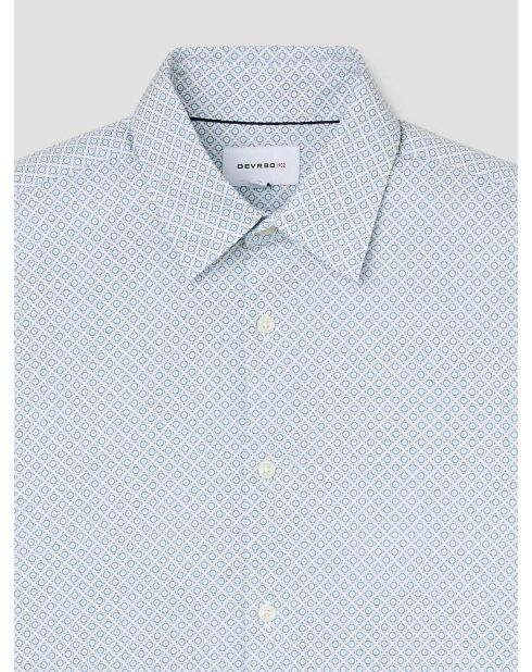 Slank katoenen shirt met blauwgrijs patroon 2