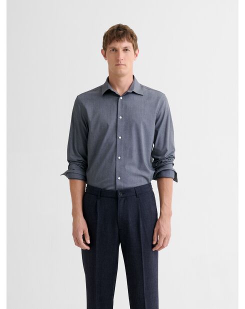 Marineblauw slim overhemd