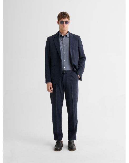 Marineblauw slim overhemd