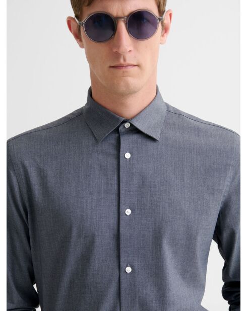 Marineblauw slim overhemd