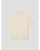 Polo col V effet maille beige clair