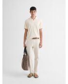 Polo col V effet maille beige clair