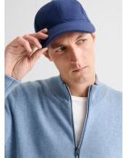 Cardigan col montant en coton cachemire bleu gris 2