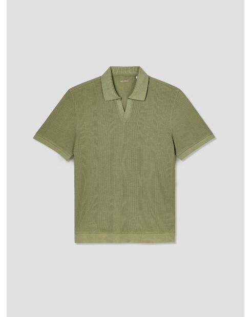 Polo col ouvert gauffré vert amande 2