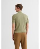 Polo col ouvert gauffré vert amande 2