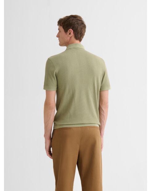 Polo col ouvert gauffré vert amande 2