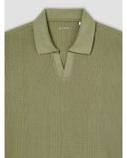 Polo col ouvert gauffré vert amande 2
