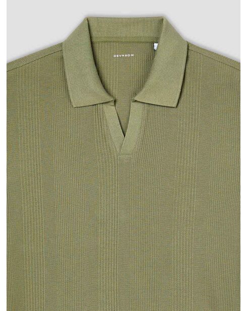 Polo col ouvert gauffré vert amande 2