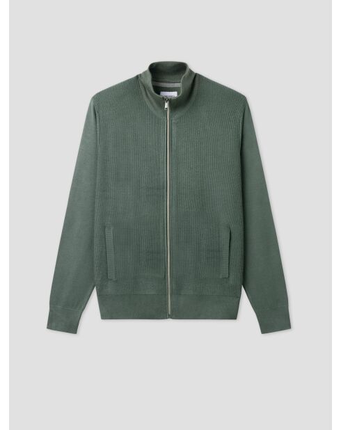 Cardigan zippé tricotage fantaisie vert