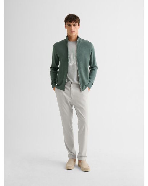 Cardigan zippé tricotage fantaisie vert
