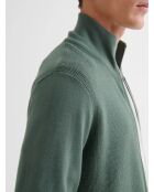 Cardigan zippé tricotage fantaisie vert