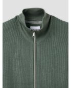 Cardigan zippé tricotage fantaisie vert