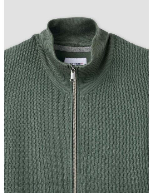 Cardigan zippé tricotage fantaisie vert