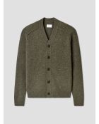 Cardigan boutonné en laine certifiée vert olive