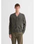 Cardigan boutonné en laine certifiée vert olive