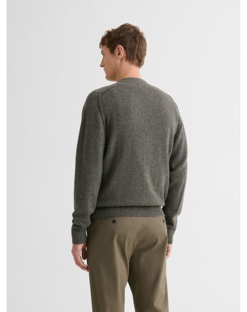 Cardigan boutonné en laine certifiée vert olive