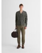 Cardigan boutonné en laine certifiée vert olive