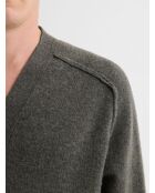 Cardigan boutonné en laine certifiée vert olive