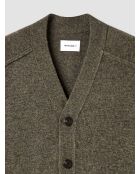 Cardigan boutonné en laine certifiée vert olive