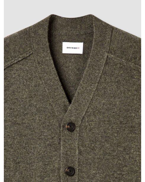 Cardigan boutonné en laine certifiée vert olive