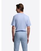 Polo maille col ouvert coton biologique bleu ciel