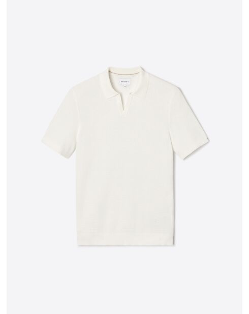 Polo maille col ouvert coton biologique blanc neige